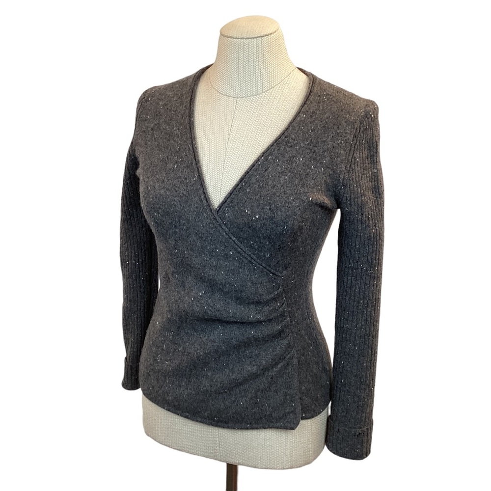 VNeck Cashmere Sweater Heathered Gray